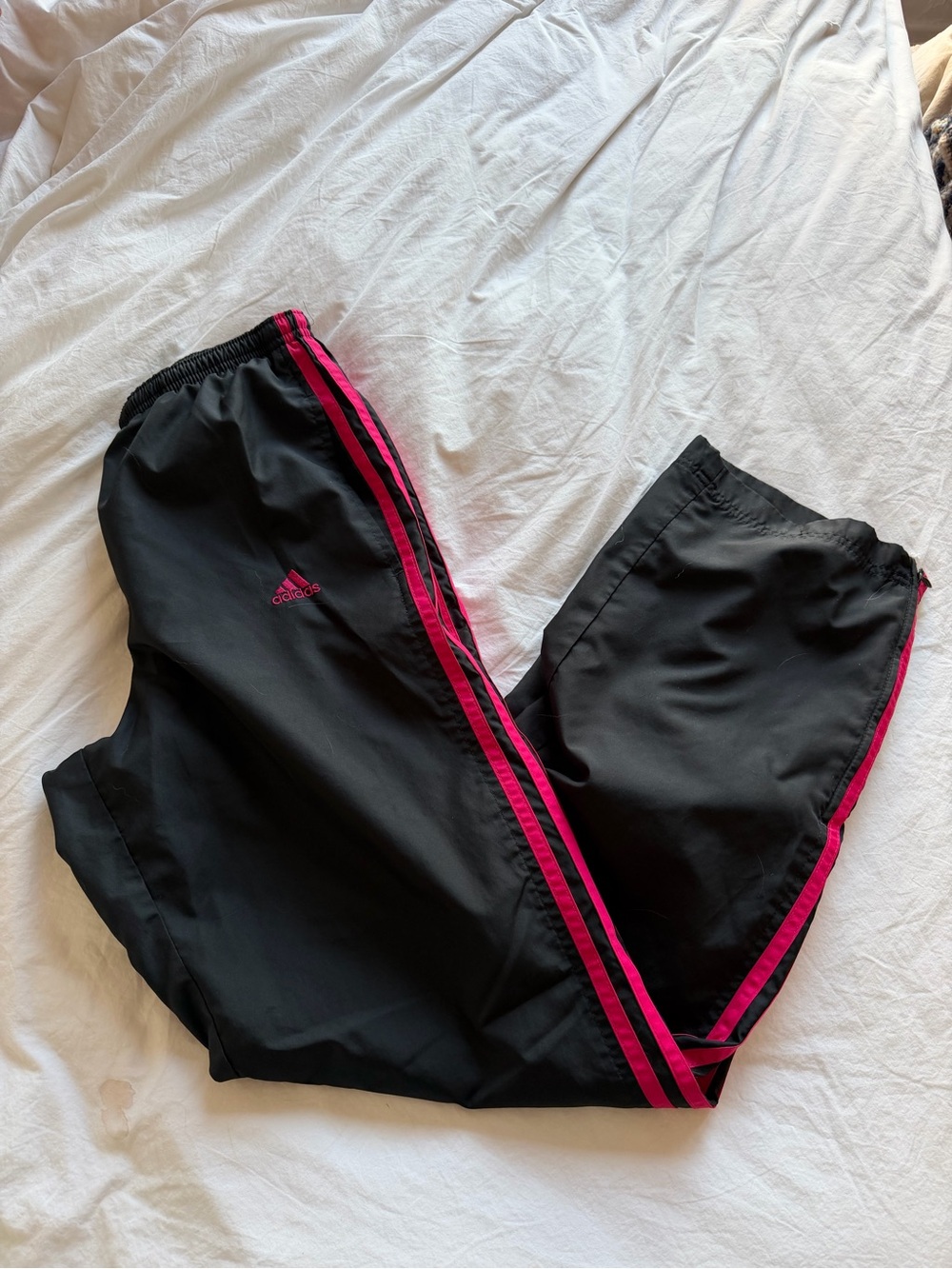adidas Track Pants with Pink Stripes